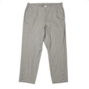 J Jill Capri Pants Womens 1X Tan Linen Blend Stretch Flat Front Casual Resort